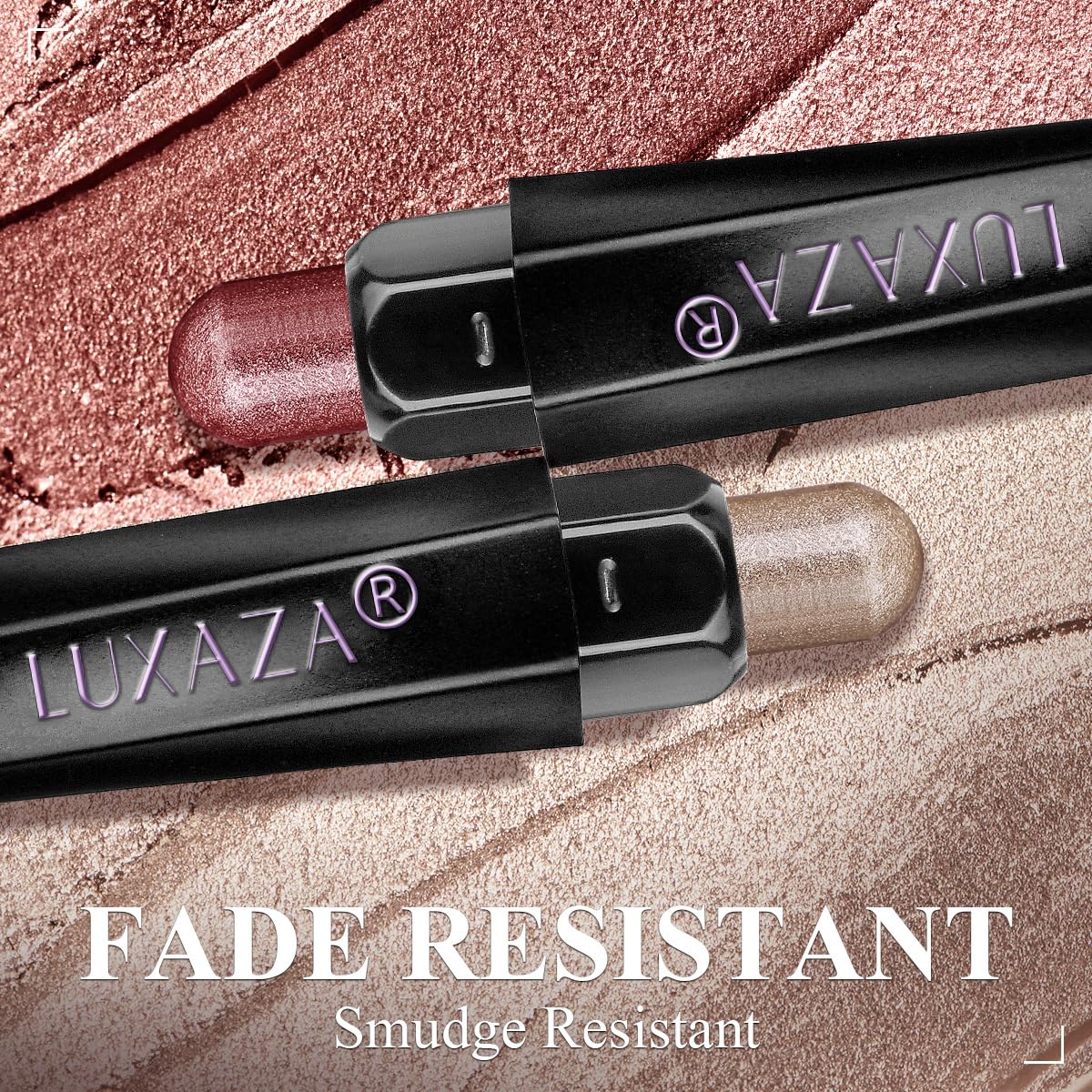 LUXAZA 6-Piece Matte and Shimmer Cream Eyeshadow Pencil Set, Waterproof Long Lasting Highlighter Stick, Champagne Rose Pink