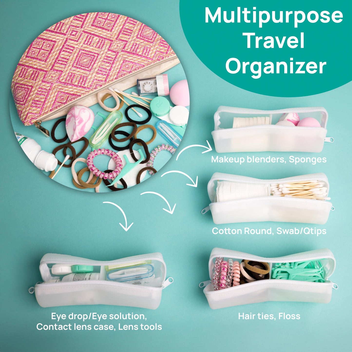 Visfresh Cotton Round Swab Travel Case, 2-in-1 Beauty Organizer