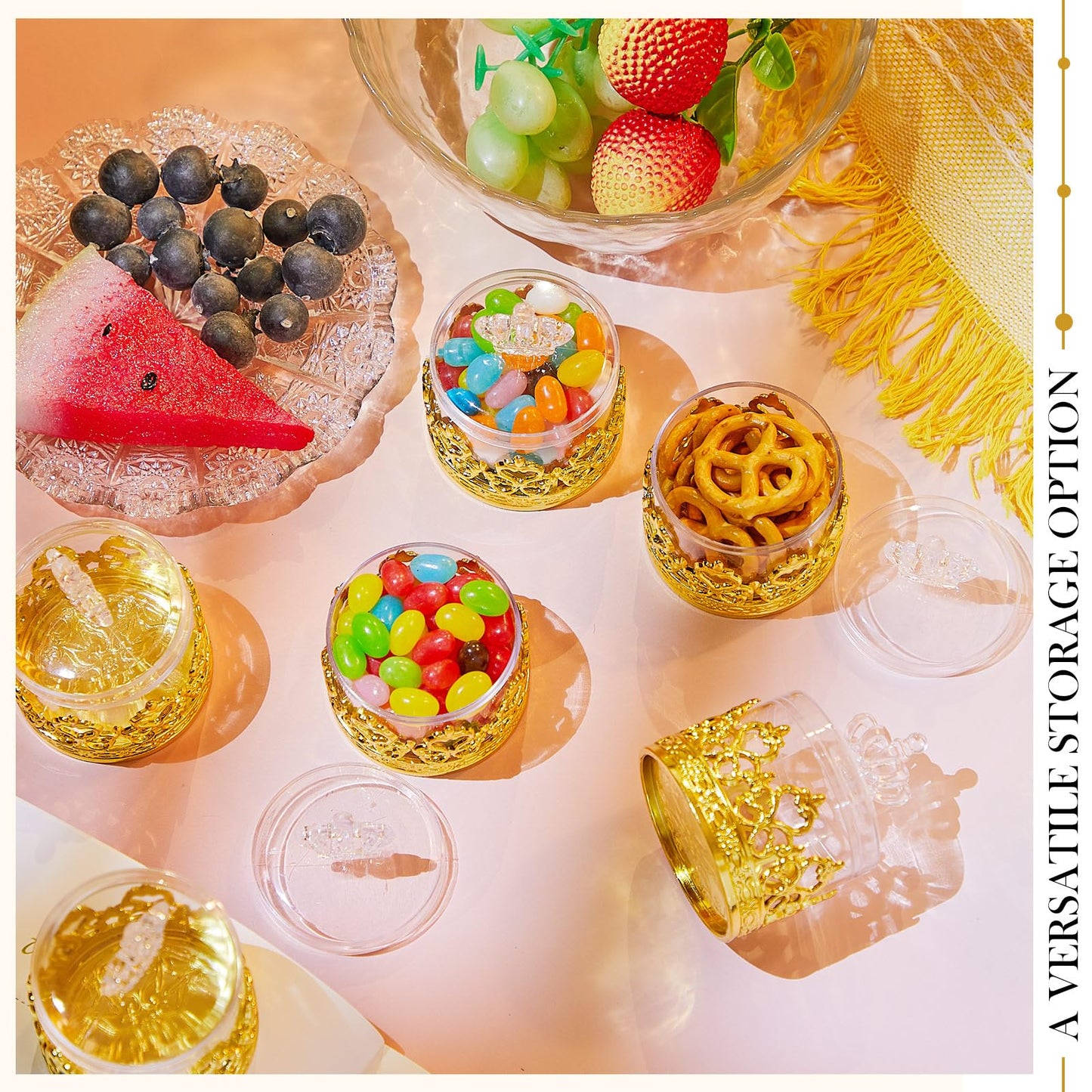 Cunhill 18 Pcs Mini Candy Bottles Mini Plastic Jars with Lids Small Champagne Bottles Storage Candy Favor Containers for Wedding Baby Shower Bridal Shower Party Favors Thank You Gifts (Gold)
