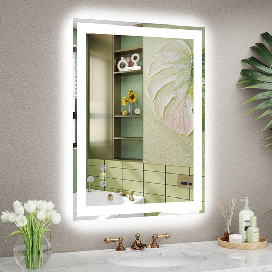 Callsky 24x32 LED Bathroom Mirror with Lights, Super Bright Front & Backlit Vanity Mirror for Wall, Anti-Fog & Memory Smart Mirror, 5mm Shatter-Proof Tempered Glass, ETL Listed, Vertical/Horizontal