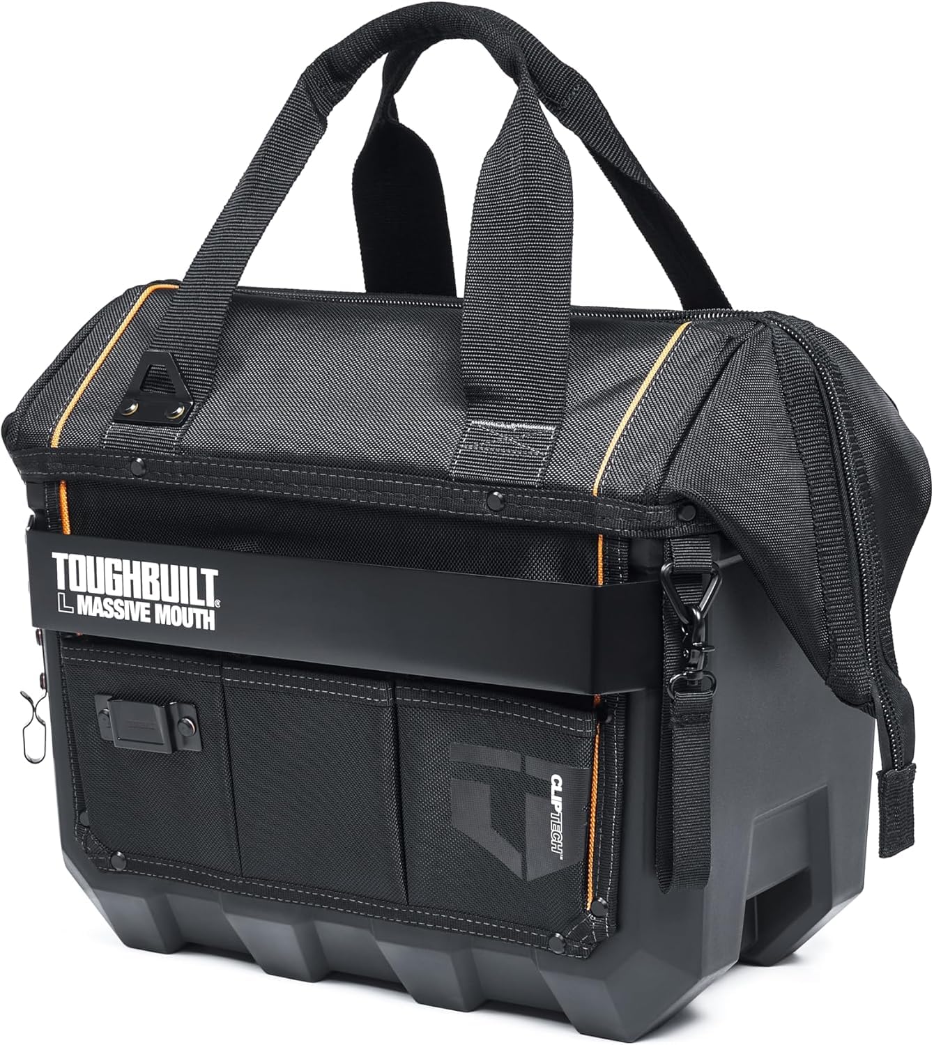 ToughBuilt ClipTech Series – 16" Massive Mouth Tool Bag, Heavy-Duty Wide-Mouth Storage Bag Rigid Frame 1680D Ballistic Fabric, Reinforced Handles Waterproof Base (TBL-CT-62-16A)