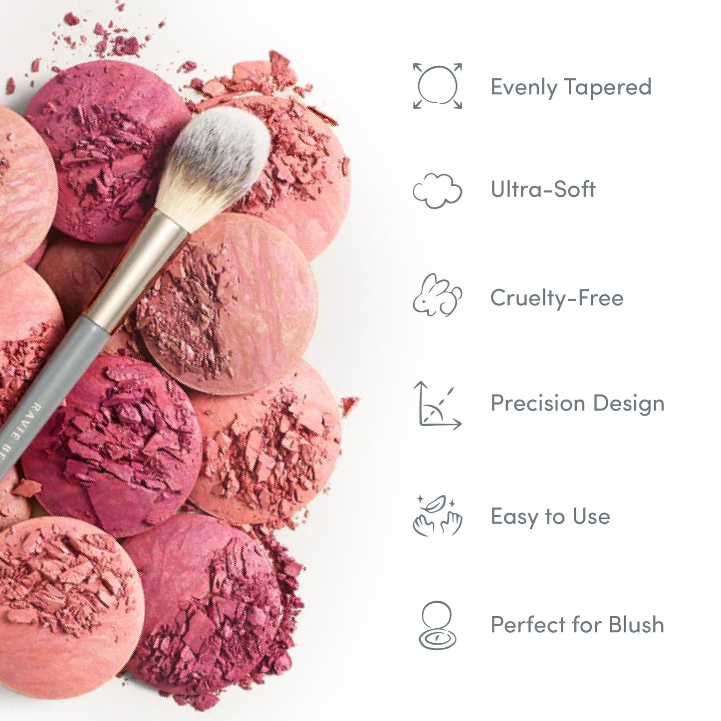 Ravie Beauty Blush and Powder Brush - Best Fluffy Makeup Brush for Cheeks, Ultra Soft Powder & Bronzer Brush, Professional Synthetic Bristles
