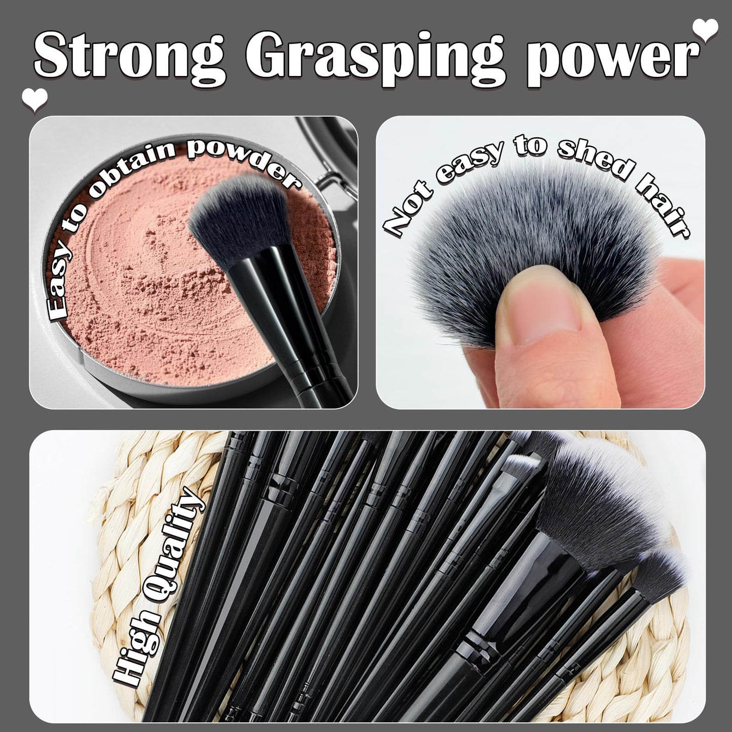 GZIXBDA Makeup Brush Set, 48Pcs Makeup Tool Set Premium Synthetic Foundation Concealers Powder Eye Shadows Makeup Brushes Kit for for Beginner Professional, Black