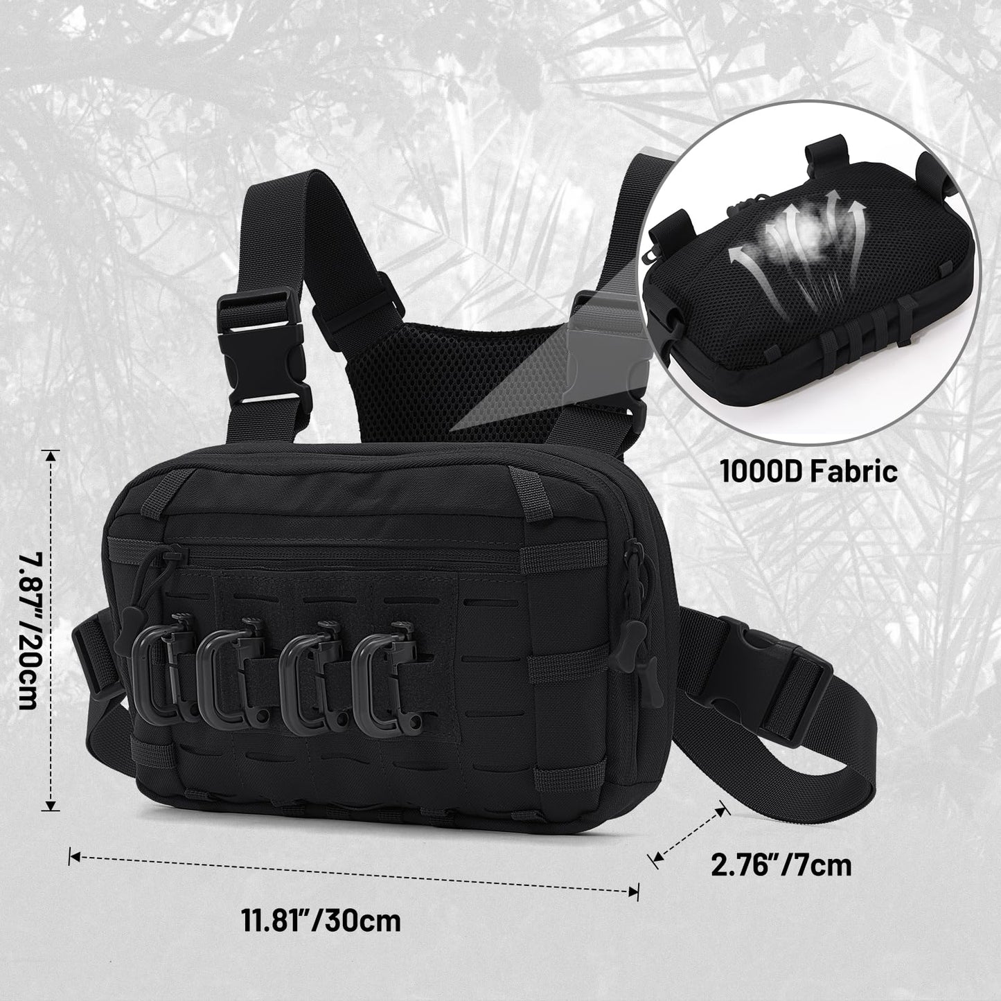 AUMENTAR Tactical EDC Chest Bag Utility Molle Chest Rig Pouch with CCW Compartment Adjustable Strap Admin Pouch Outdoor Chest Pack Black