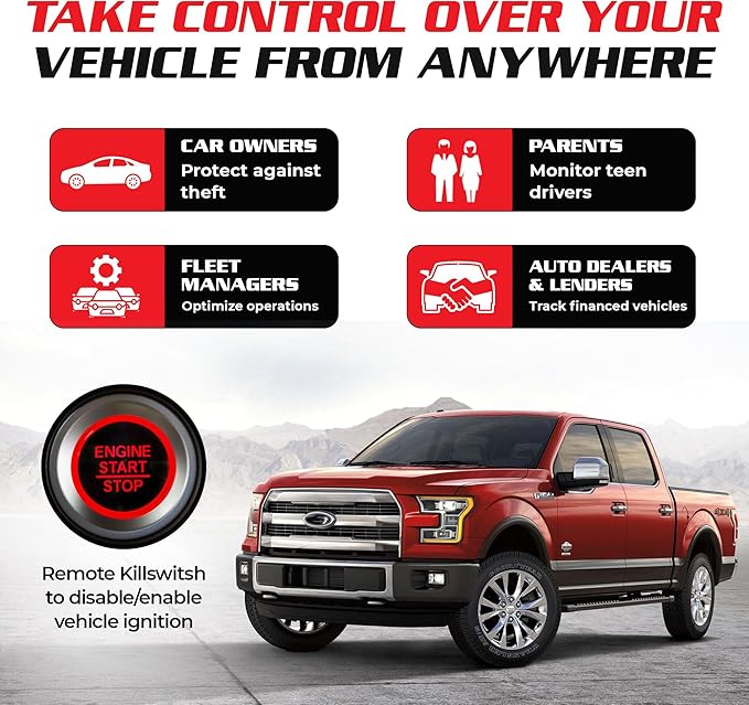 Spy Spot GV53MG GPS Vehicle Tracker with 4G Hard Wire Kill Switch, Remotely Disable The Ignition from Any Location, Real-Time Locator and Tracking Device with US,CA,MX Coverage, Subscription Required