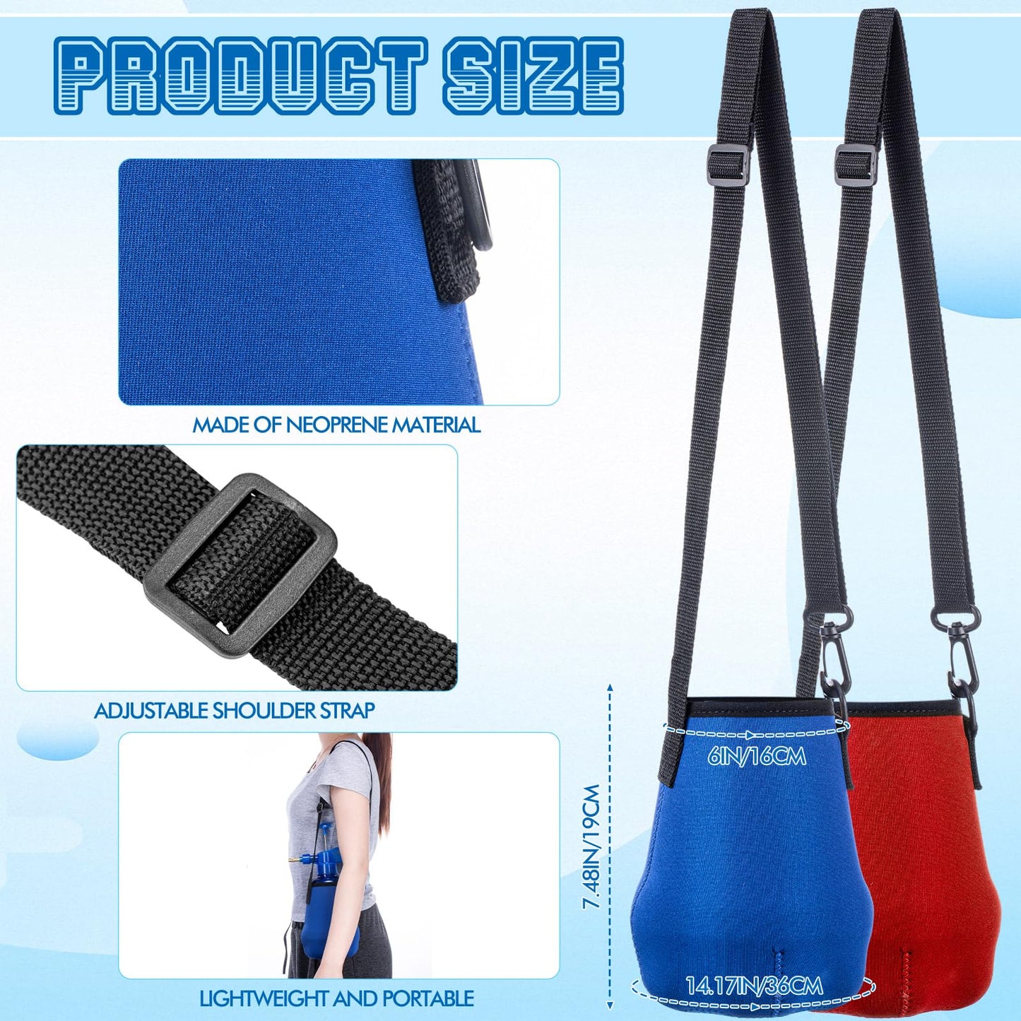 Teenyyou 2 Pcs 1.5 Liter Misters Spray Pump Bottle with Full Neoprene Jacket and Built in Carrying Strap Garden Plant Mister Spray Bottle for Spring Personal Cooling Plants Watering (Red,Blue)