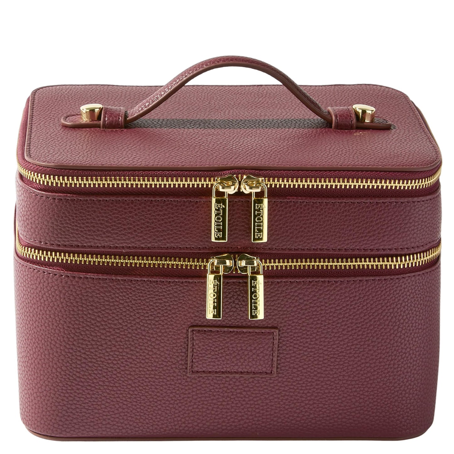 ETOILE - Duo Vanity Case Burgundy - Large Functional Travel Makeup Bag Organizer with Removable Divider & Mirror
