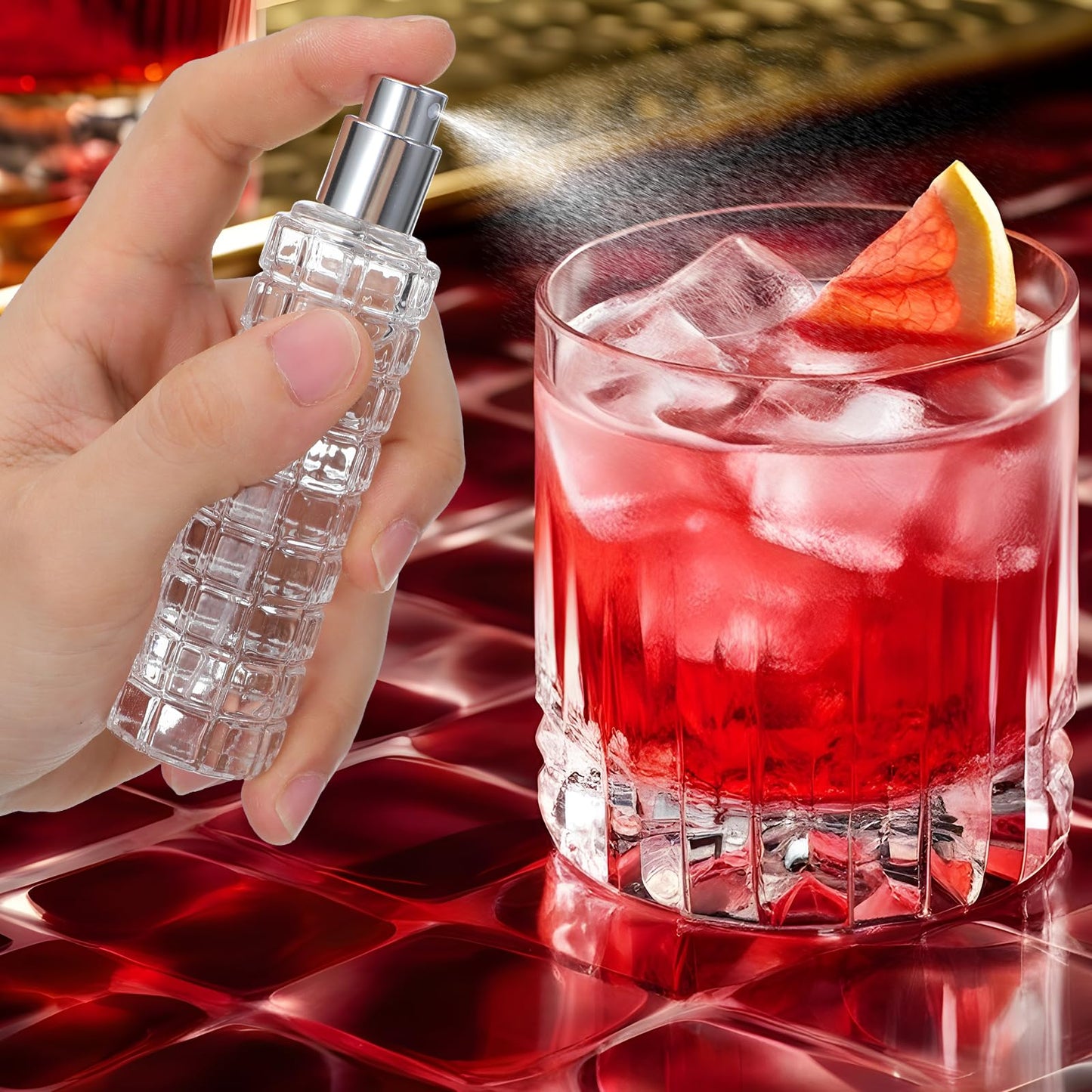 Ipetboom 2 Pcs Glass Cocktail Sprayer Empty Spray Bottle Refillable Bitters Bottle for Vermouth Perfume Fragrances Bar Mist Control Travel Home Use