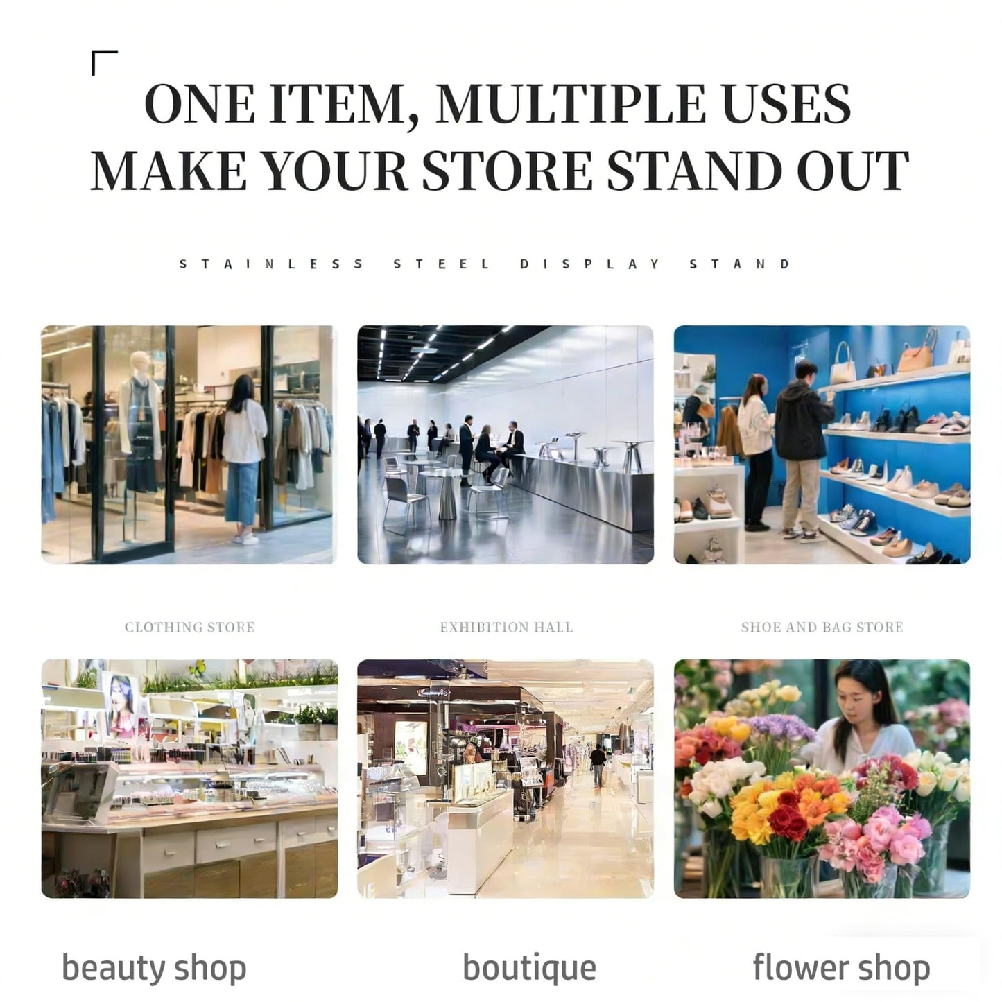 Clothing Store Luxury Stainless Steel Display Table, Modern Island Counter with Rectangle Top, Floor-Standing Storage Table for Jewelry & Accessories,(Gold,120cm*50cm)