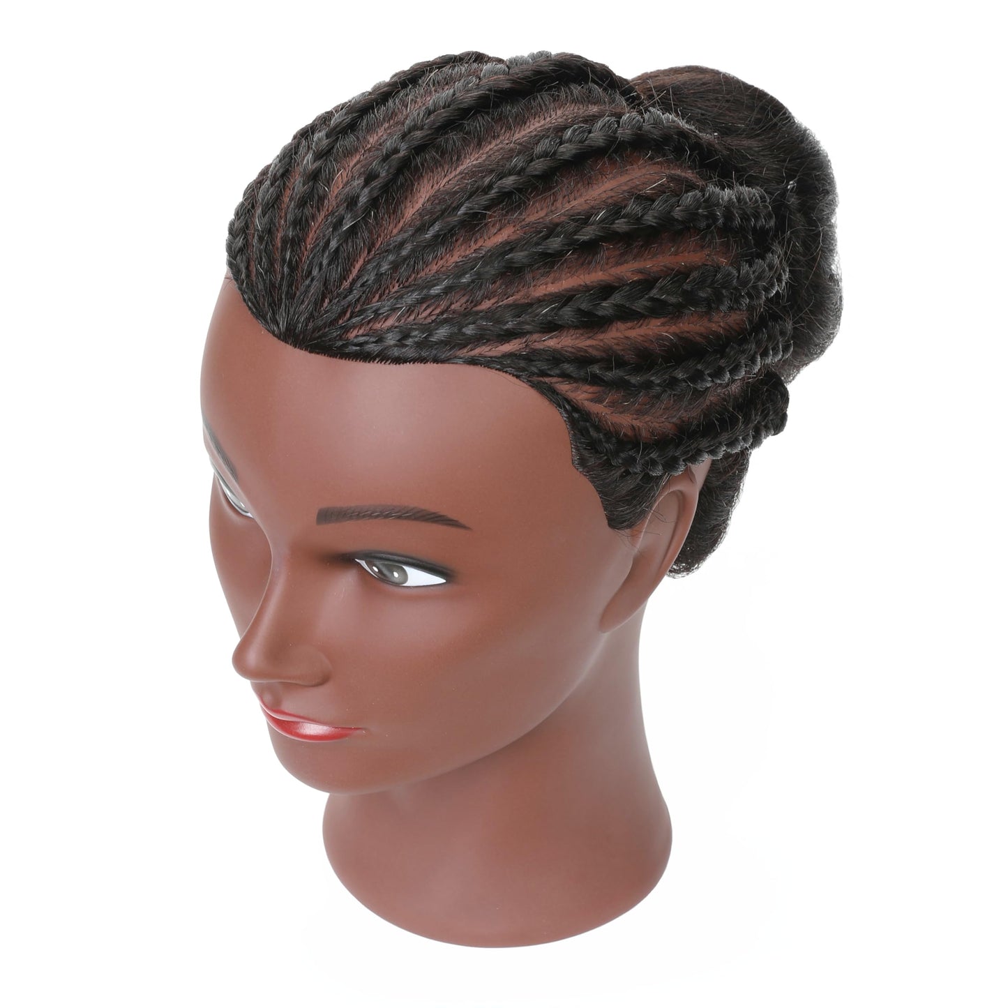 FUTAI African American Mannequin Head 100% Real Human Hair Manikin Doll Style Head for Practice Braiding Styling Cosmetology Training with Stand