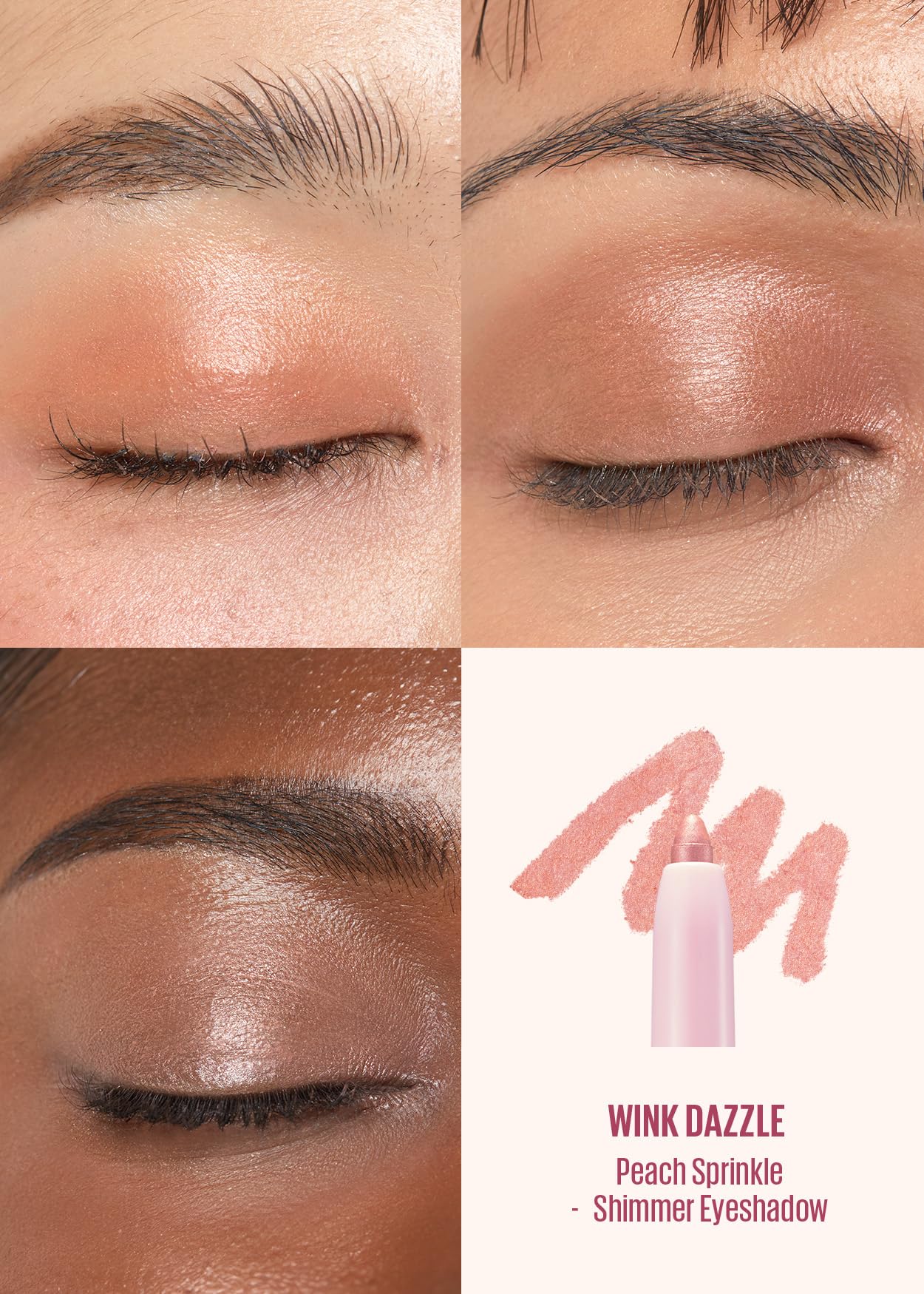 Kaja Eyeshadow - Wink Dazzle 03 Peach Sprinkle (Shimmer) | Glitter, Smudge Proof, Creamy Formula, Vegan, Cruelty-Free, Creamy, Blendable, High Pigmentation Shimmer Stick, Long Lasting, Waterproof