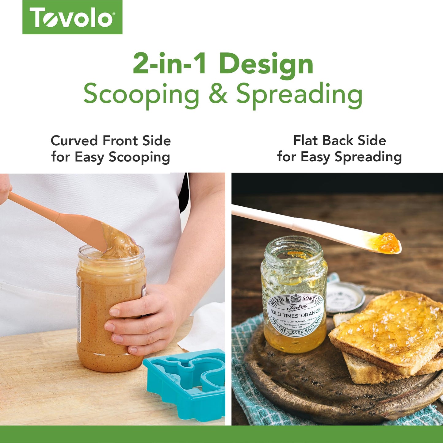 Tovolo Silicone Jar Spatula Long Handled Rubber Scraping Scooping Tool for Peanut Butter Jam Jelly Jars Blenders, Easy Reach Extra Long Flex Core Silicone Jar Scraper Dishwasher Safe BPA Free, Black