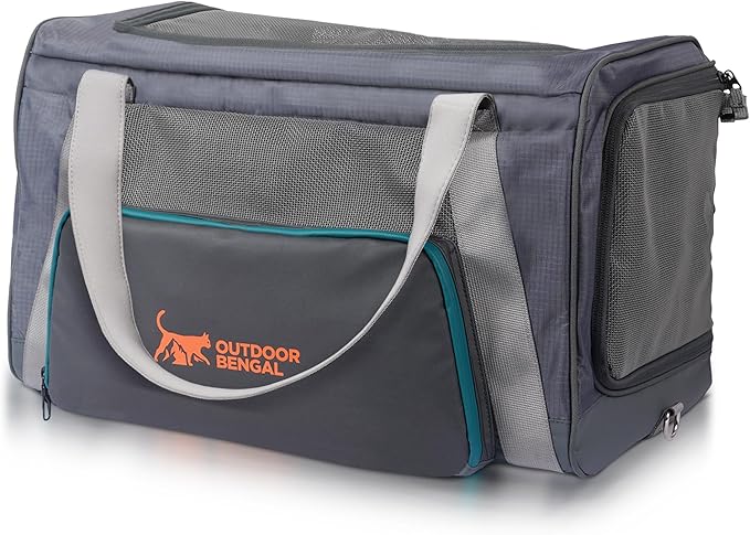 OutdoorBengal Zeppelin™ Airline-Approved Large Cat Carrier Soft – TSA-Approved Pet Carriers with Top Opening for Plane and Car Travel – Kittens or Small Dog Carrier (Black)