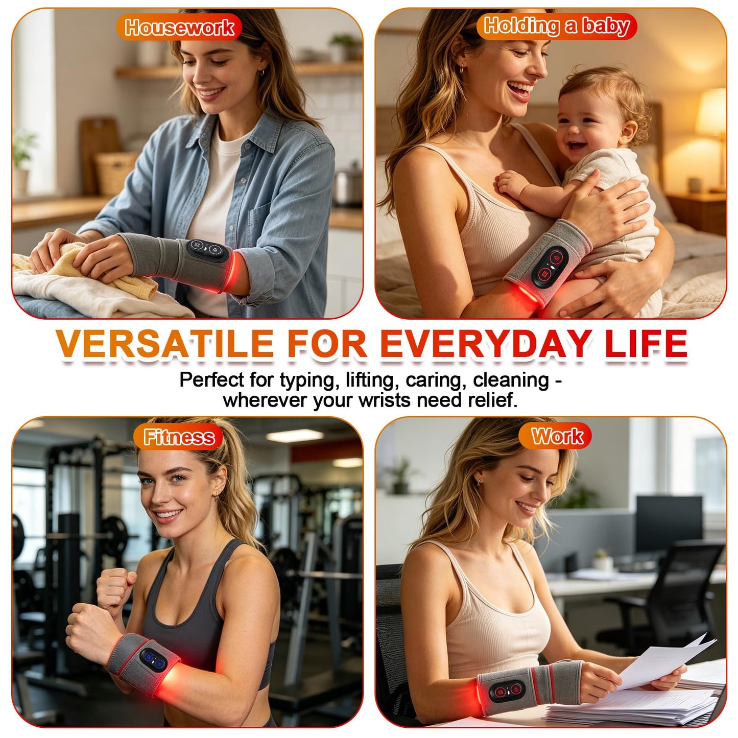 Red Light Therapy for Wrist,Portable 660nm/850nm 36 Red Light Beads Red Light Therapy for Hands with Three-Level Light Adjustment Function and Vibration Massage Effect,Therawrap for Carpal Tunnel