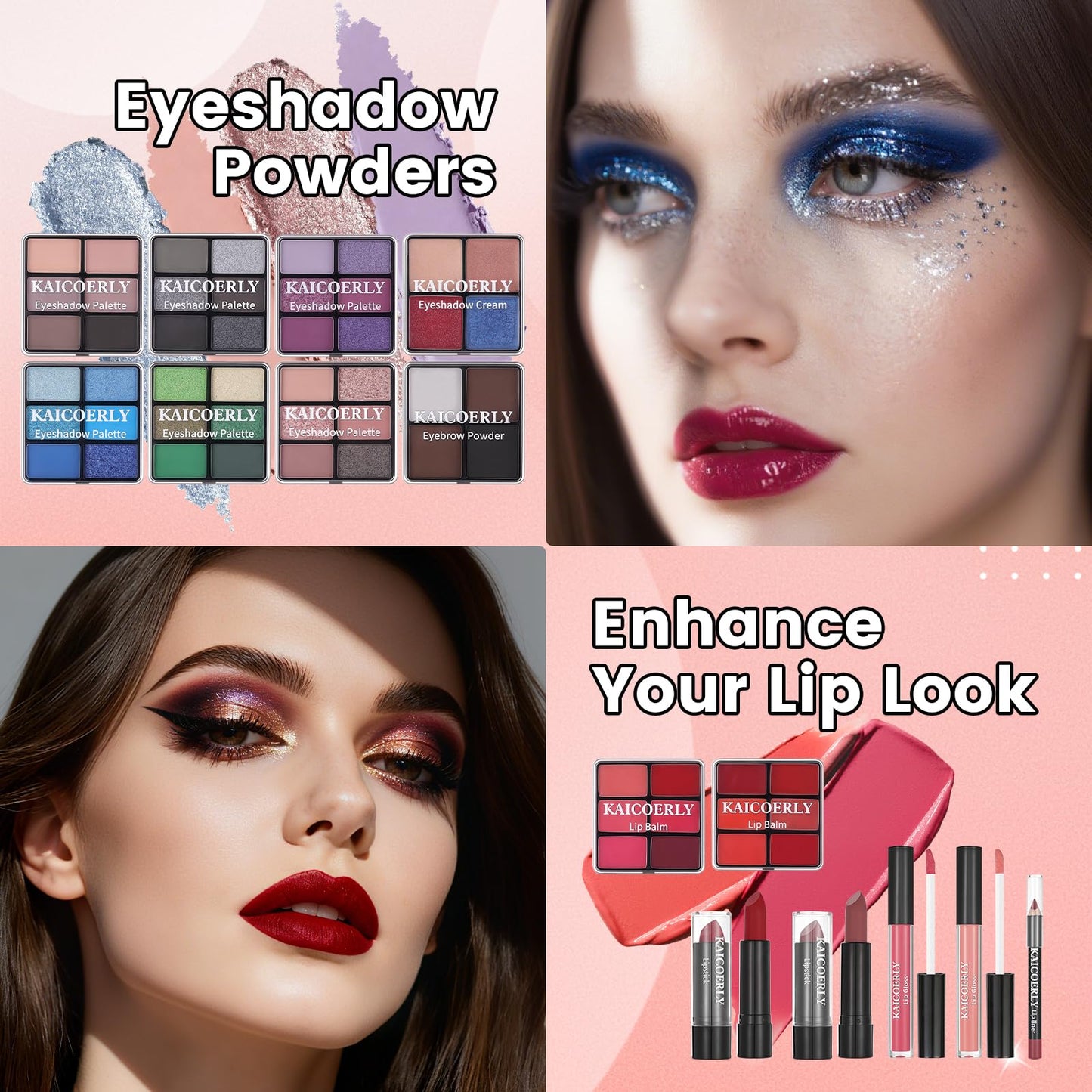 Makeup Kit for Women Girls, Fashionable Make Up Present Set for Beginners Professionals Traveler with Case, Makeup Essential with Eyeshadow Palette, Lip Gloss, Mascara,Foundation Face Primer(Purple)