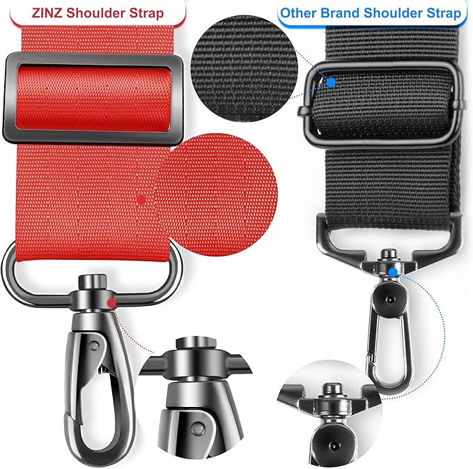 ZINZ 60" Universal Bag Strap with Ultra-thick Fixed Breathable Pad, Adjustable Heavy-duty Shoulder Strap for Laptop, Crossbody, Luggage, Gym, Camera Bag and More - R01E01