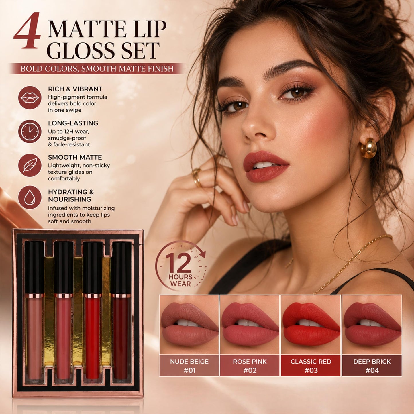 FORSEEKUP All In One Makeup Kit for Women, Travel Makeup Palette with 12 Eyeshadows, 4 Blush Shades, 4 Highlighters & 4 Matte Lip Gloss, Full Face Book Makeup Set Portable Cosmetic Kit (A)