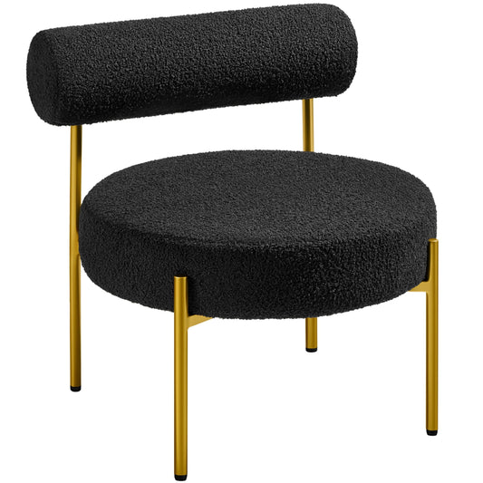 Yaheetech Modern Tufted Vanity Chair with Gold Legs for Bedroom Makeup Room Home Office, Black