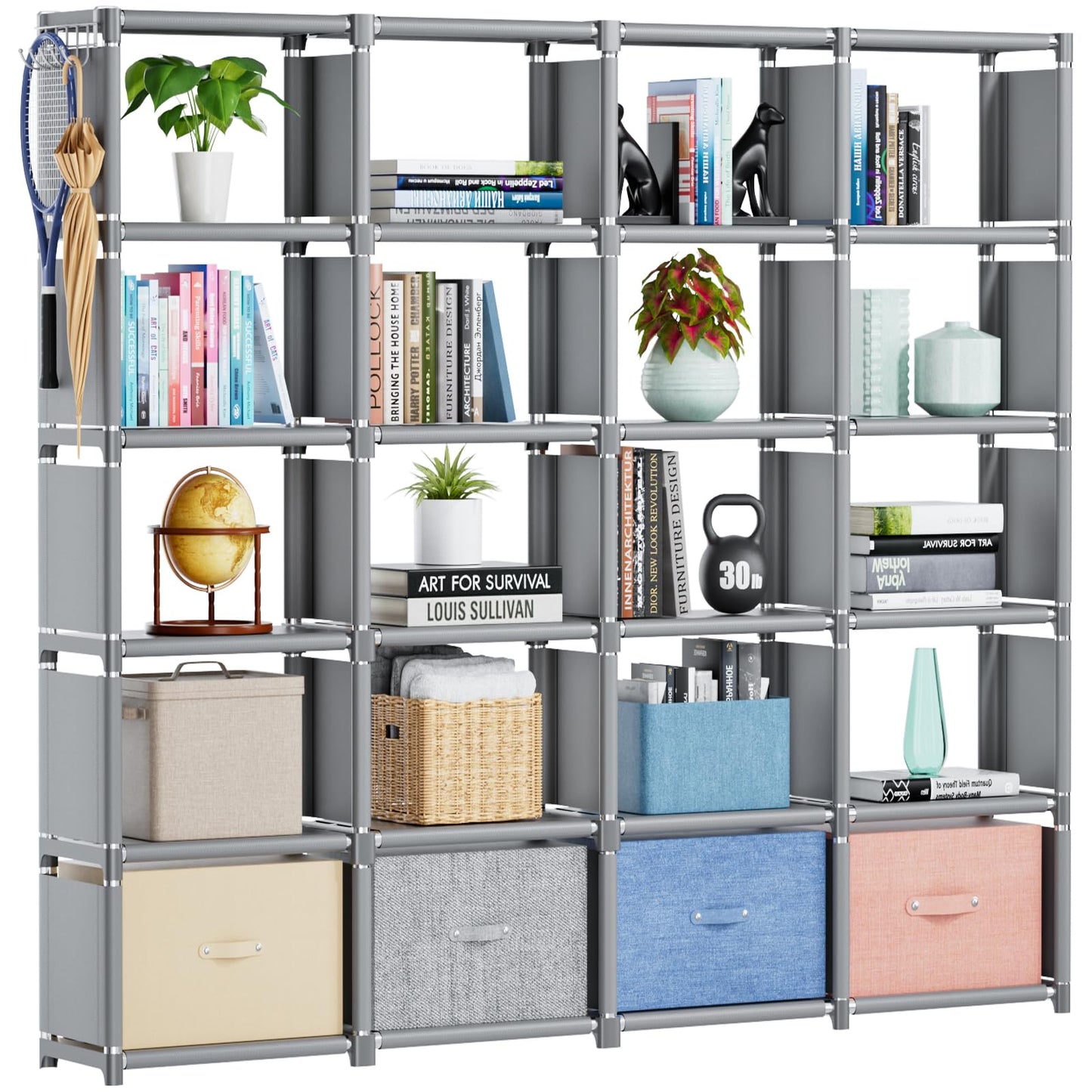 Mavivegue 20 Cube Storage Organizer Bookshelf, Grey