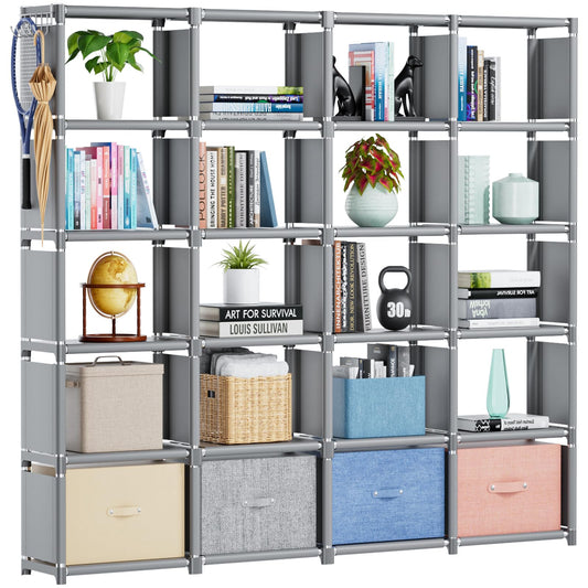 Mavivegue 20 Cube Storage Organizer Bookshelf, Grey