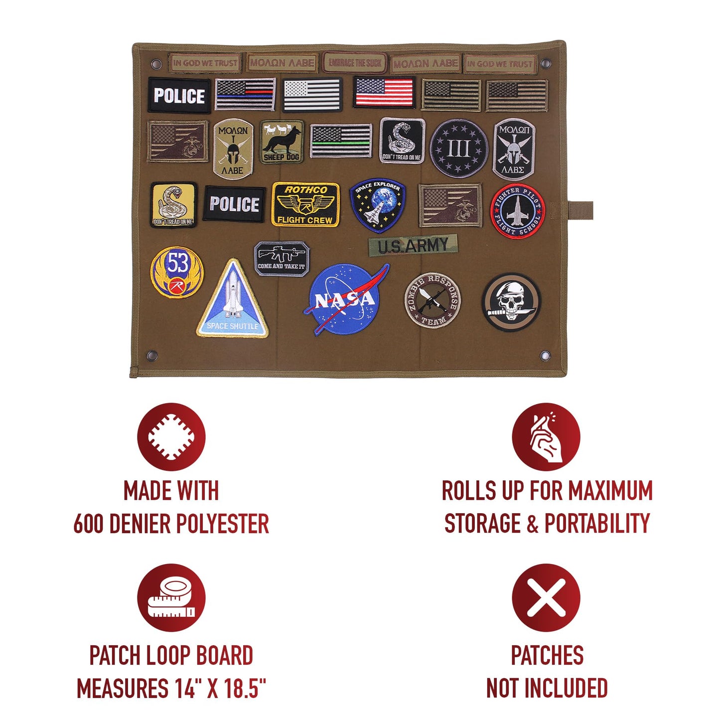 Rothco Hanging Roll-Up Morale Patch Board – Portable Display & Storage Solution for Collectors