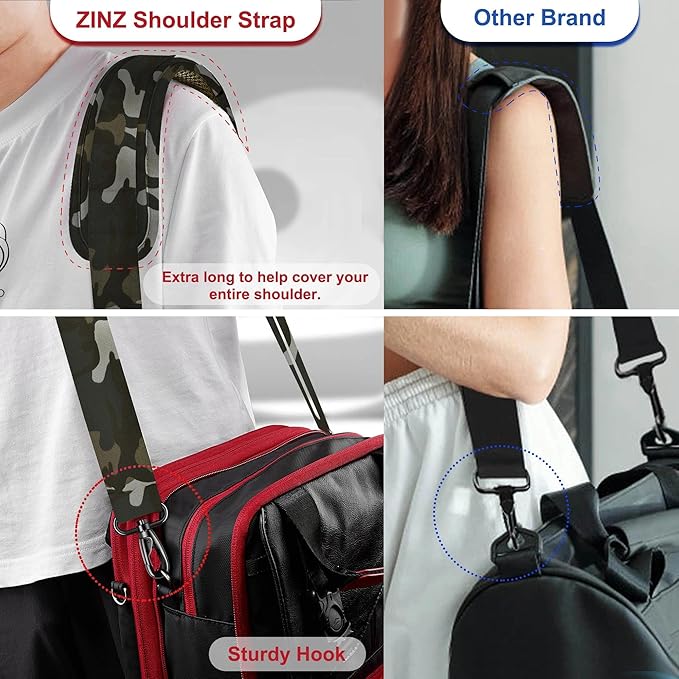 ZINZ 60" Universal Bag Strap with Ultra-Thick Fixed Breathable Pad Adjustable Heavy-Duty Shoulder Strap for Laptop Bag Crossbody Luggage Gym Bag Camera Bag and More,Camouflage Green