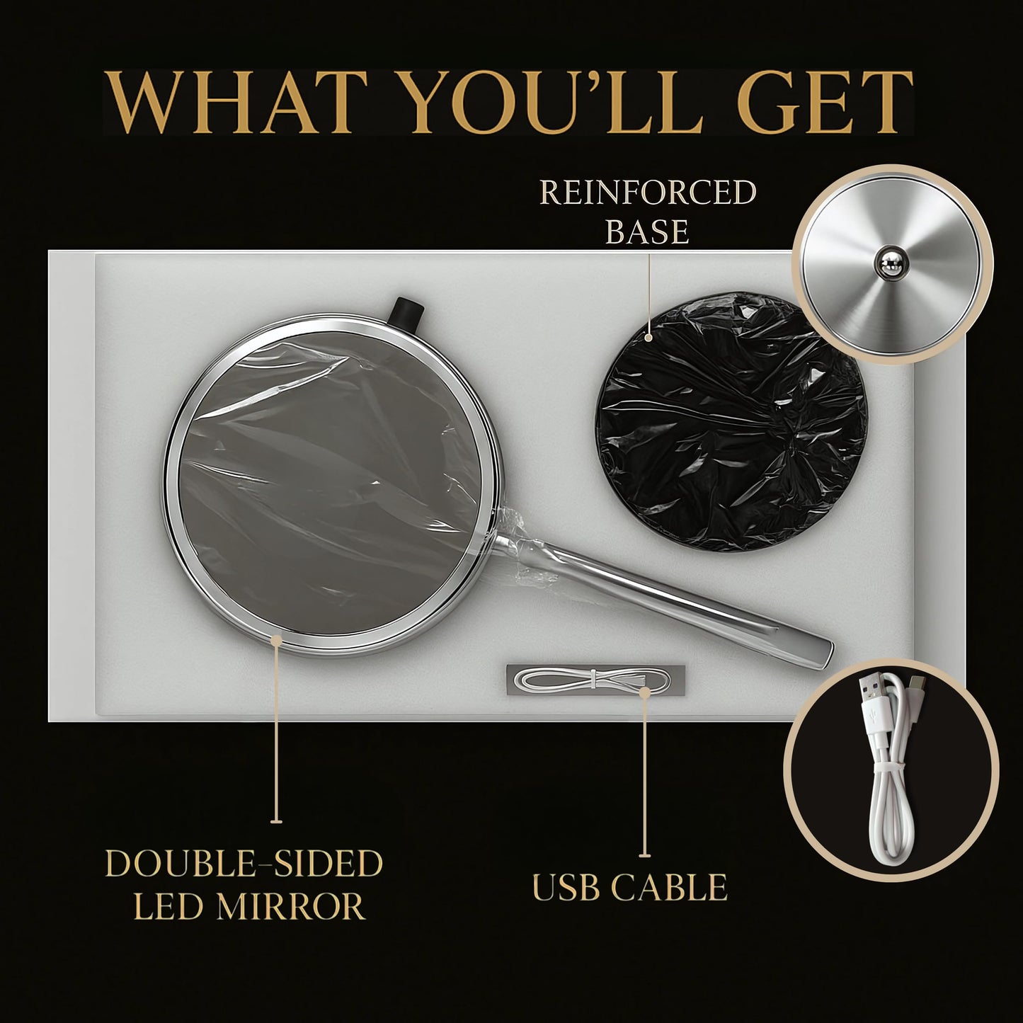 Ultra Zoom 20X Magnifying Lighted Table Mirror for Makeup - 20X & 1X Dual Sided LED Make-up Mirror with 3 Light Modes, Rechargeable Battery with USB Cable - 8" Wide & 15" Tall (Chrome)