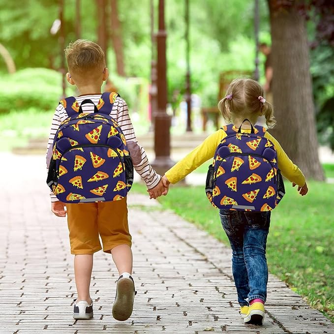 Kids Pizza Backpack Leash Preschool Backpack Small Toddler Backpacks for Girls Boys 3-6 Anti-Lost Baby Harness M