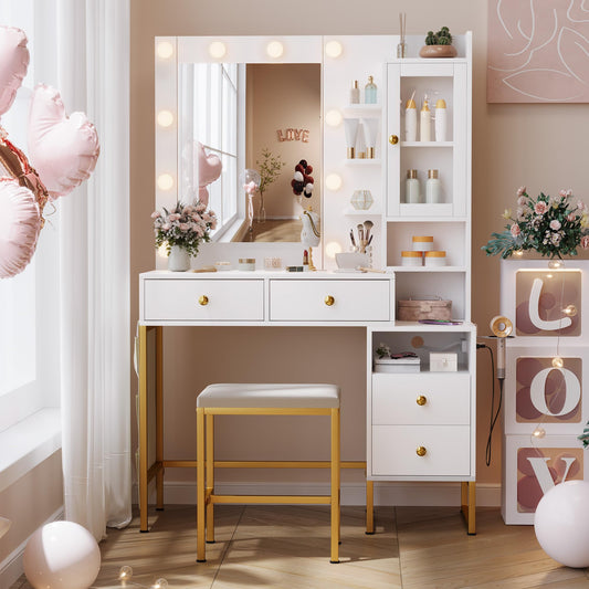 YIKEHOME 40" W Makeup Vanity Desk with Mirror Set
