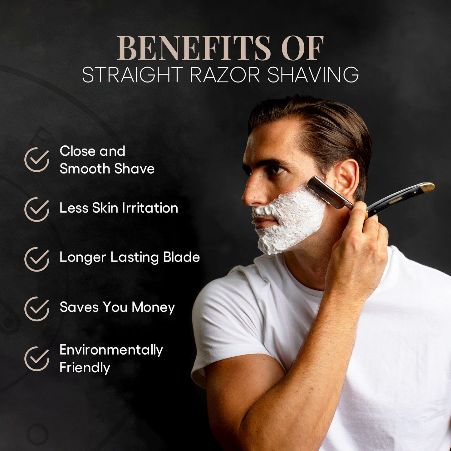 Naked Armor Straight Razor Kit – Solomon Japanese Carbon Steel Blade, Complete Straight Razor Shaving Kit for Men, Shave-Ready, Strop, Brush, Soap & Pine Gift Box Included (Black)