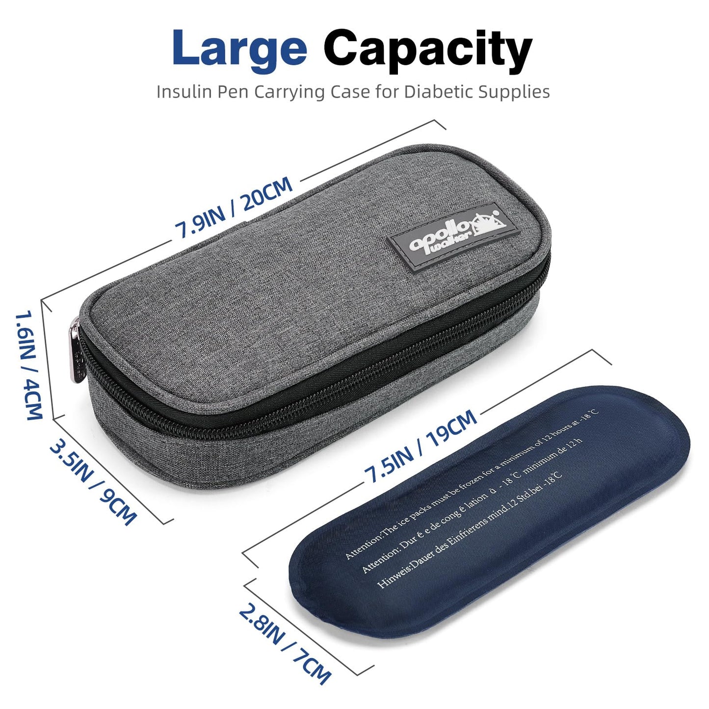 apollo walker Insulin Cooler Travel Case Diabetic Medication with Ice Packs and Insulation Liner insulin cooler travel case tsa approved