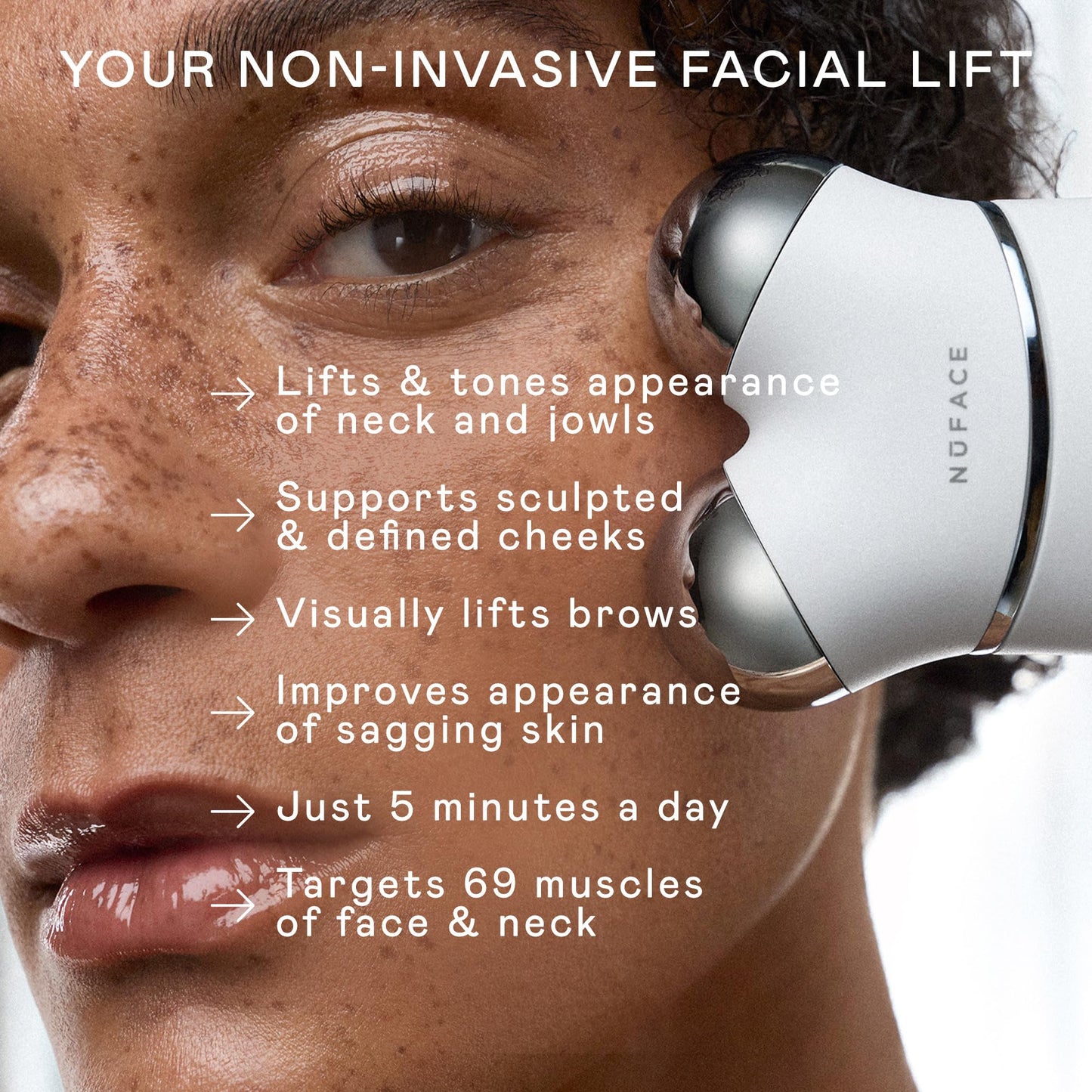 NUFACE Trinity+ Facial Massager + LED Red Light Therapy - Wrinkle Reducer, Skin Tightening & Lifting for Face & Neck, FDA-Cleared - Enhances Radiance, Reduces Fine Lines - Microcurrent Facial Device
