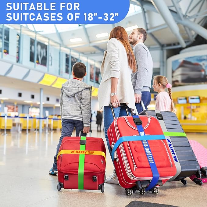 Personalised Luggage Straps for Suitcases, 2 Pieces - Custom Luggage Strap with Embroidery Text, Thickened Luggage Belt with Quick Release Buckle, Travel Suitcase Straps, Adjustable Travel Bag Strap