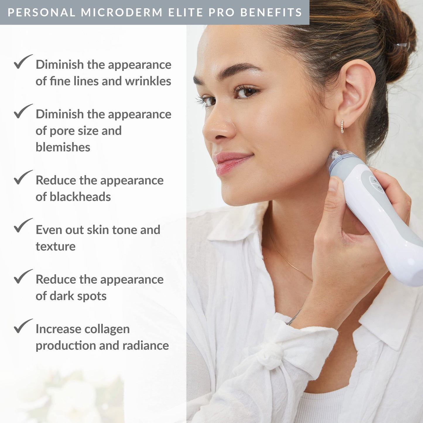 PMD Beauty Personal Microderm Elite Pro - At-Home Use, Facial Exfoliator Tool, Microdermabrasion Machine Kit for Face and Body Skincare, London Fog Grey + Serum