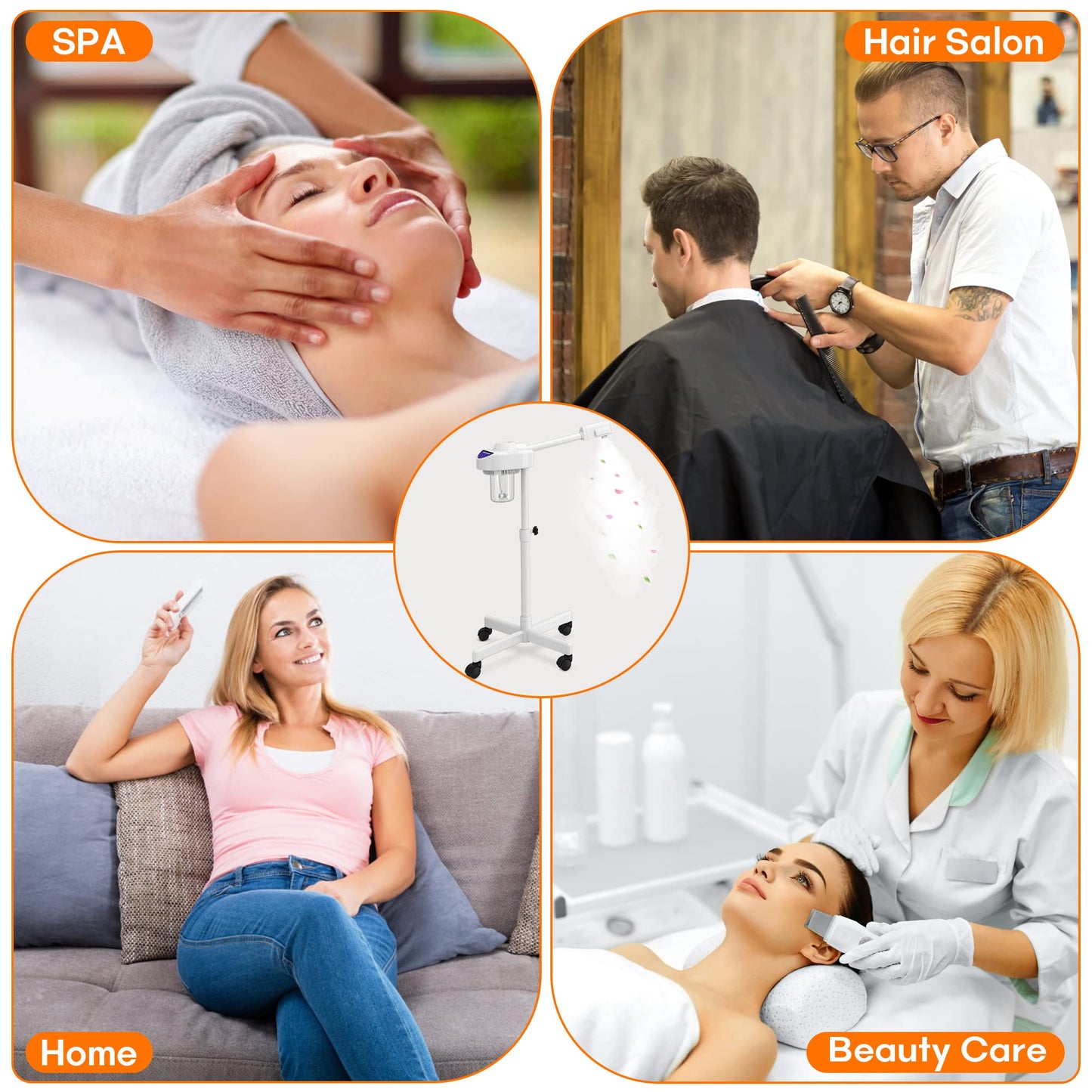 Kingsteam Professional Nano Ionic Facial Steamer on Wheels with Ozone Function, Standing Face Steamer for Deep Pore Care, Hydration, Home Spa & Salon Use