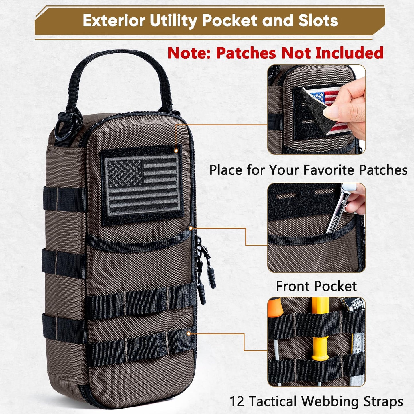 FRECOLSH Heavy Duty Small Tool Bags for Men with Carabiner,Tactical Tool Pouch Bag,Portable Utility Tools Storage Organizer Case with Shoulder Strap for EDC,Motorcycle,Camping, Road Trip, Electricians