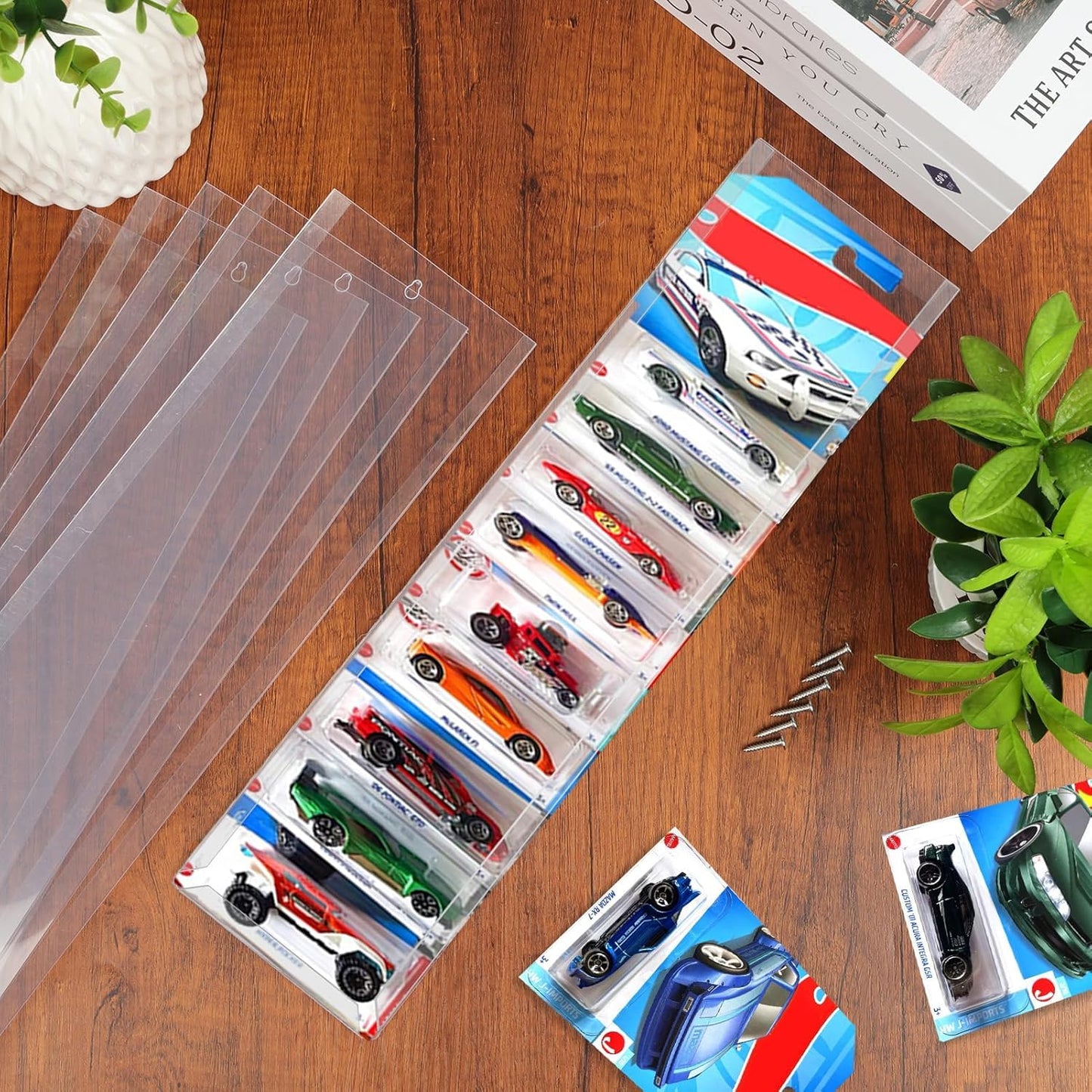 40 Pcs Clear Display Case for Packaged Model Cars,Model Car Display Cases Wall Mount-Holds up to 120 Cars,Toy Car Storage Organizer Compatible with Hot Wheels,Clear Model Car Display Case,16.7 x 4.4in