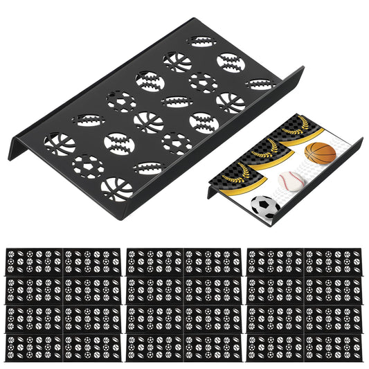 Yalikop 24 Pcs Trading Card Risers for Display Case Acrylic Modular Display Risers for Cardshow Vendor Sport Card Board Game (Ball Theme)