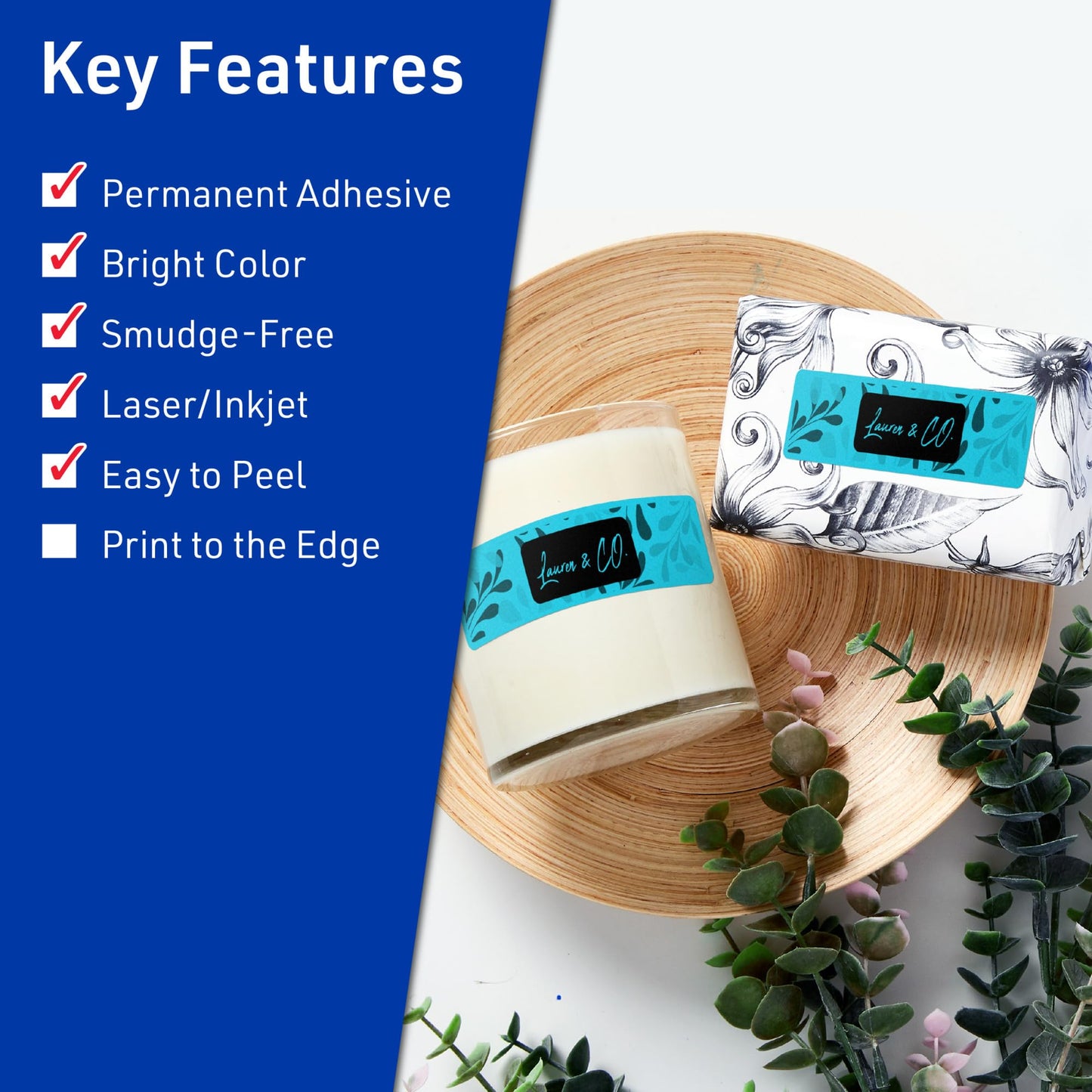 Avery Printable Rectangle Labels, Sure Feed Technology, 1" x 4", Bright Blue Labels, Laser/Inkjet Printable, 400 Total, Great for Mailing and Cosmetics