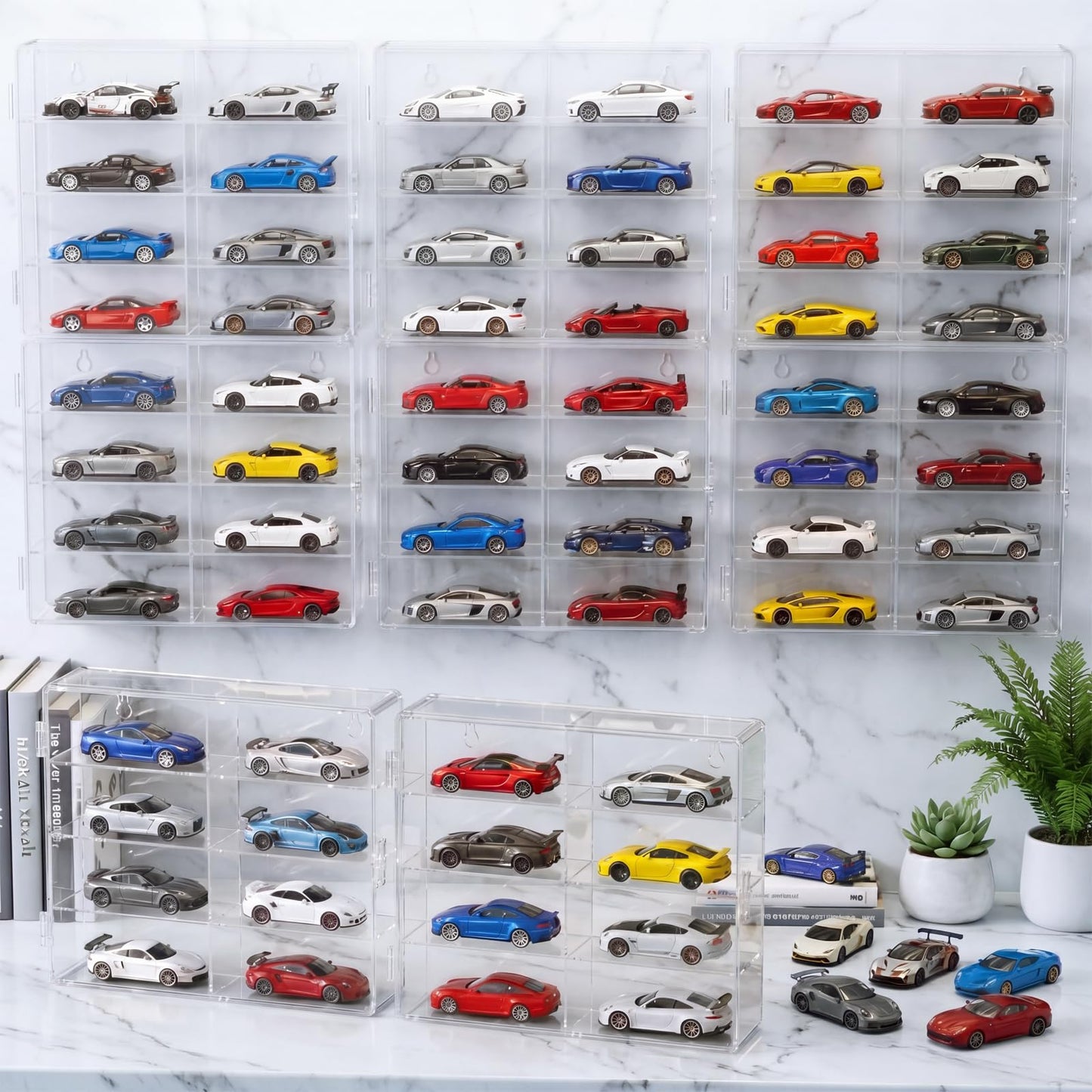 CHONOVO Clear 1/64 Toy Car Display Case for Matchbox Hot Wheels Car, 4 Pack