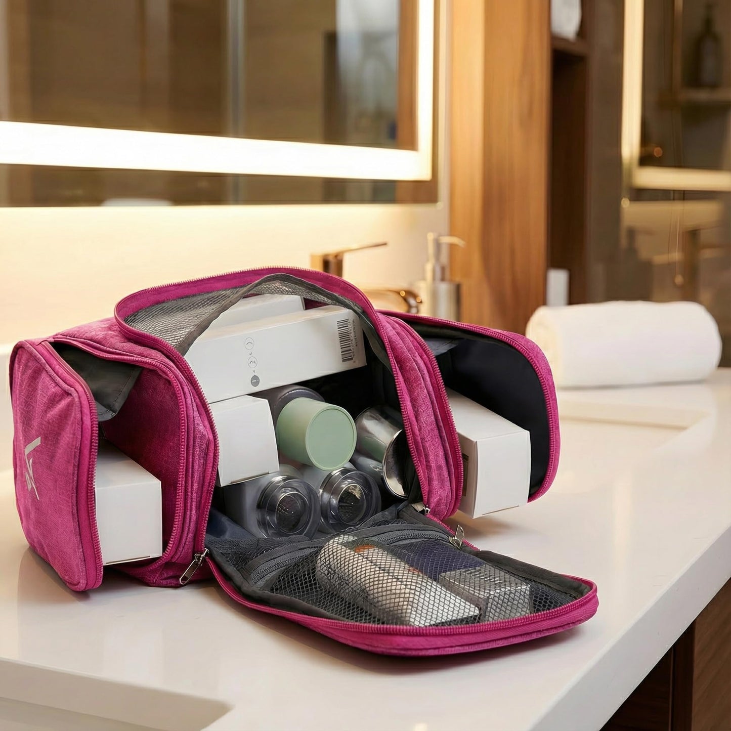 Bago Travel Toiletry Bag for Women and Men - Large Waterproof Hanging Large Toiletry Bag for Bathroom and Travel Bag for Toiletries Organizer - Makeup Bag (SnowPurple)