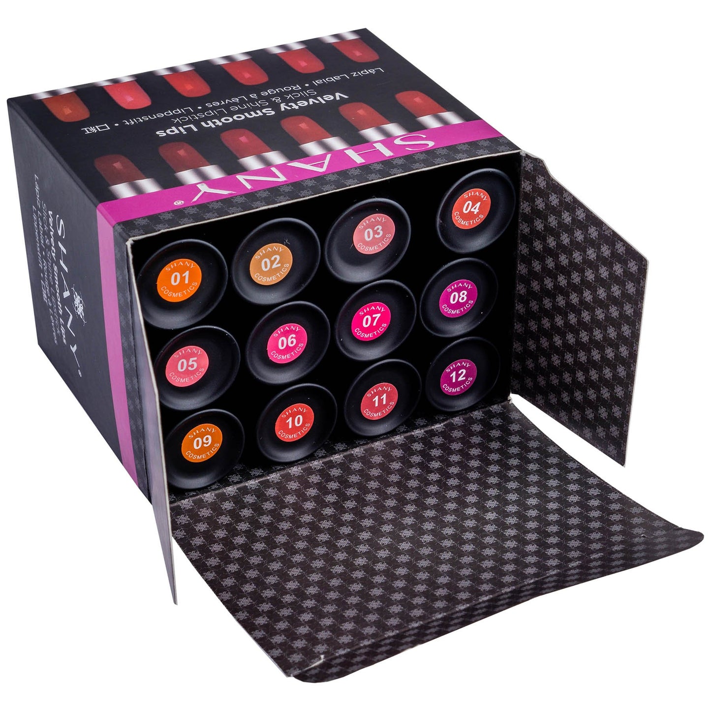 SHANY Slick & Shine Multi-Colored Lipstick Set - 12 Matte Lip Colors Long Lasting & Moisturizing Lip Shades In A Premium Packaging Gift Box with Vitamin E and Aloe Vera. Multi Pack