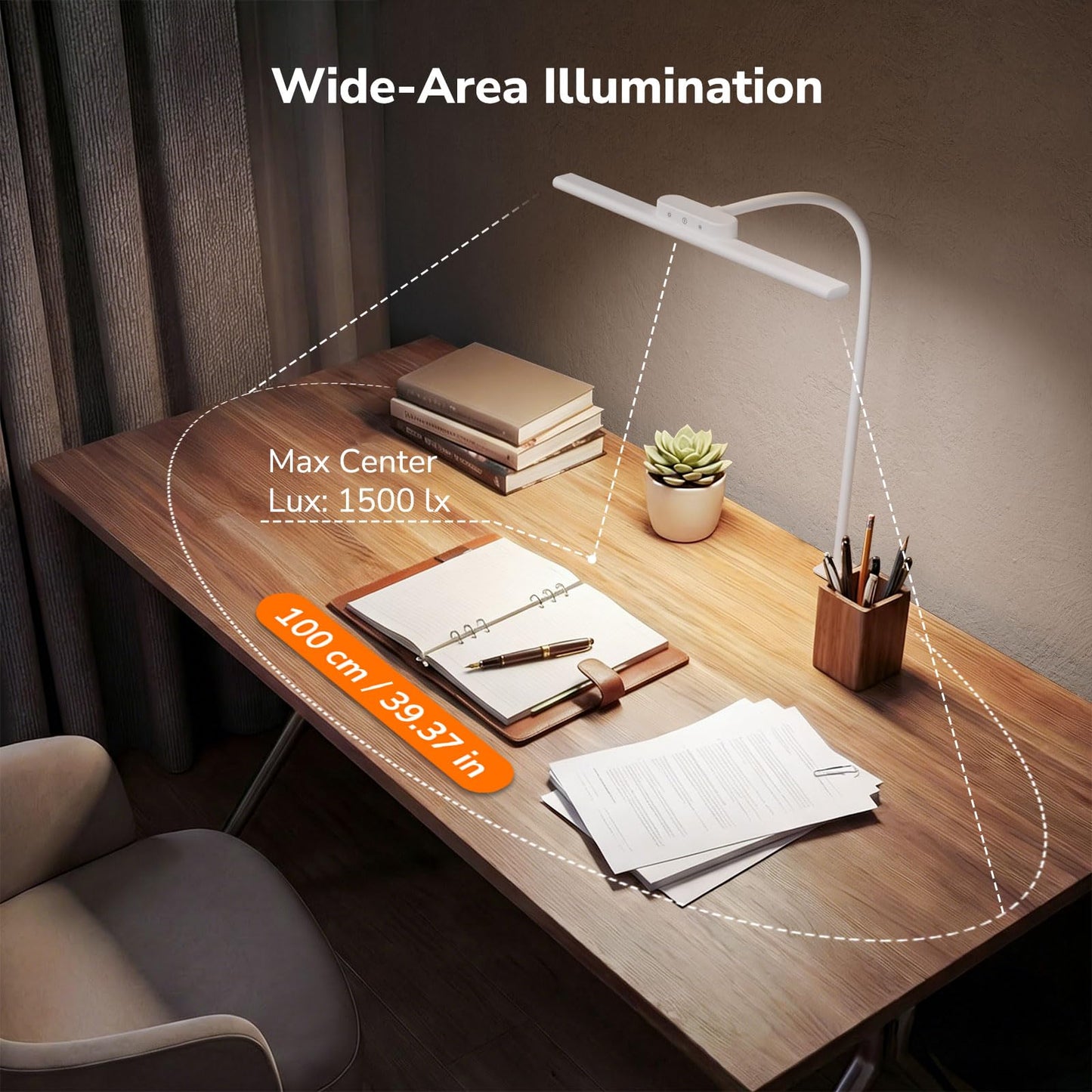 Lepro Led Desk Lamp for Home Office, Metal Architect Lamp with Clamp, 11W 750LM Eye-Caring Task Light, 25 Lighting Modes, Flexible Gooseneck for Monitor, Workbench, Drafting, Crafts, Reading, White