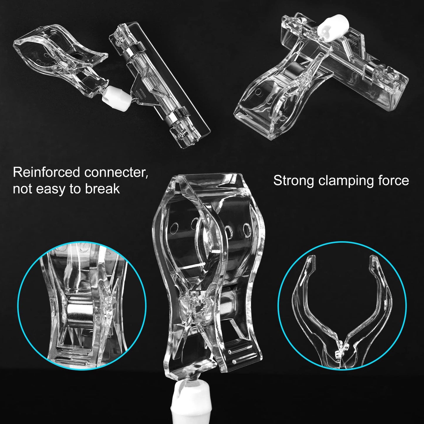 Clear Plastic Label Pop Clips - 100 Pack Swivel Double Sided Price Tag Clips for Sale on Display Shelves and Sign Holders