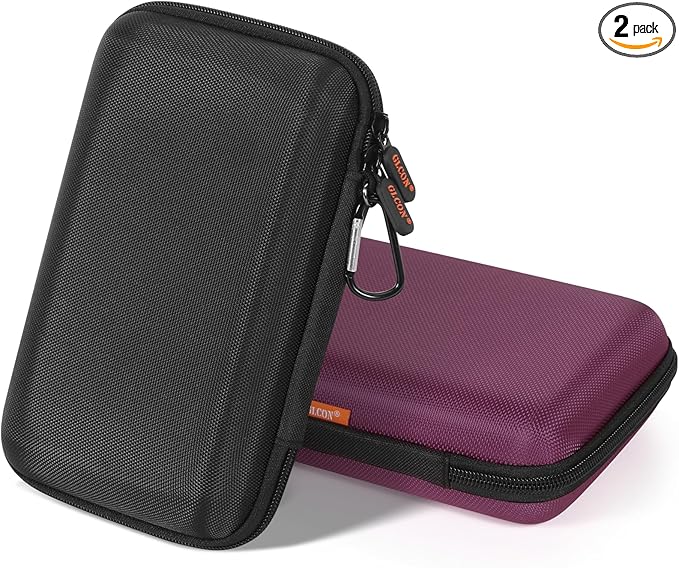 2 Colors Shockproof Hard Shell Carrying Case for GPS, External Hard Drive, Power Bank, Charger, Cable, Heart Monitor, Cell Phone, Electronic Accessories - Larger Capacity Storage Pouch Travel Bag