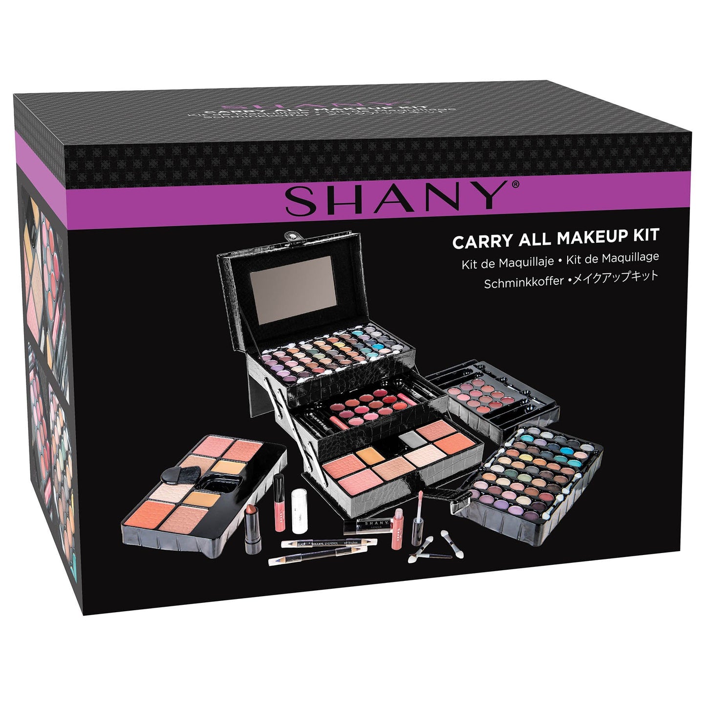SHANY All In One Makeup Set, 67 Colors Eyeshadow, Blushes, Face Powder, Lipstick, Eye liners, Make up Pencils and Cosmetics Mirror - Makeup Kit With Reusable Beauty Organizer Train Case - Black