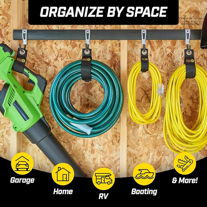 Heavy-Duty Wrap-It Storage Straps, 28-inch (2 Pack) - Hook and Loop Garden Hose Hanger, Pool Cord Storage Organizer for Cords, Tow Rope, Building Materials, RV and Garage Organization
