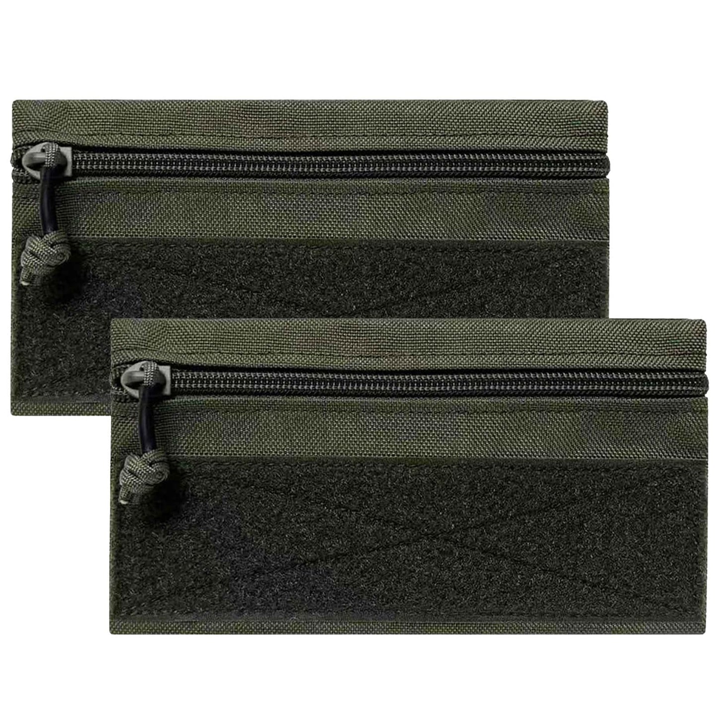 Tactical Admin Zipper Pouch with Hook and Loop, Carry On Bag Insert EDC Organizer Utility Storage Pocket Wallet for Snack Backpack Accessories Chest Ring (2 Pack-Green)