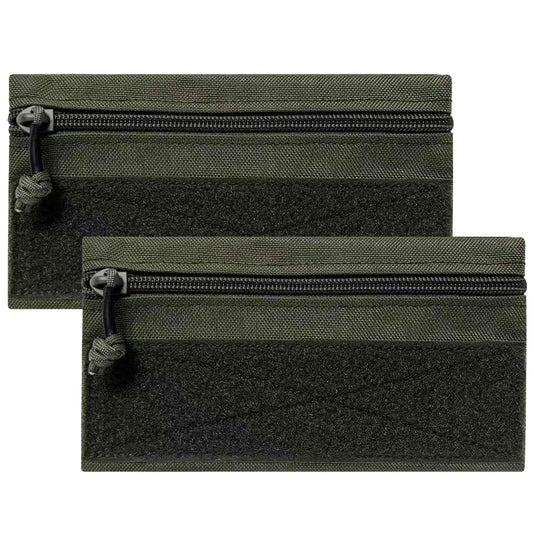 Tactical Admin Zipper Pouch with Hook and Loop, Carry On Bag Insert EDC Organizer Utility Storage Pocket Wallet for Snack Backpack Accessories Chest Ring (2 Pack-Green)