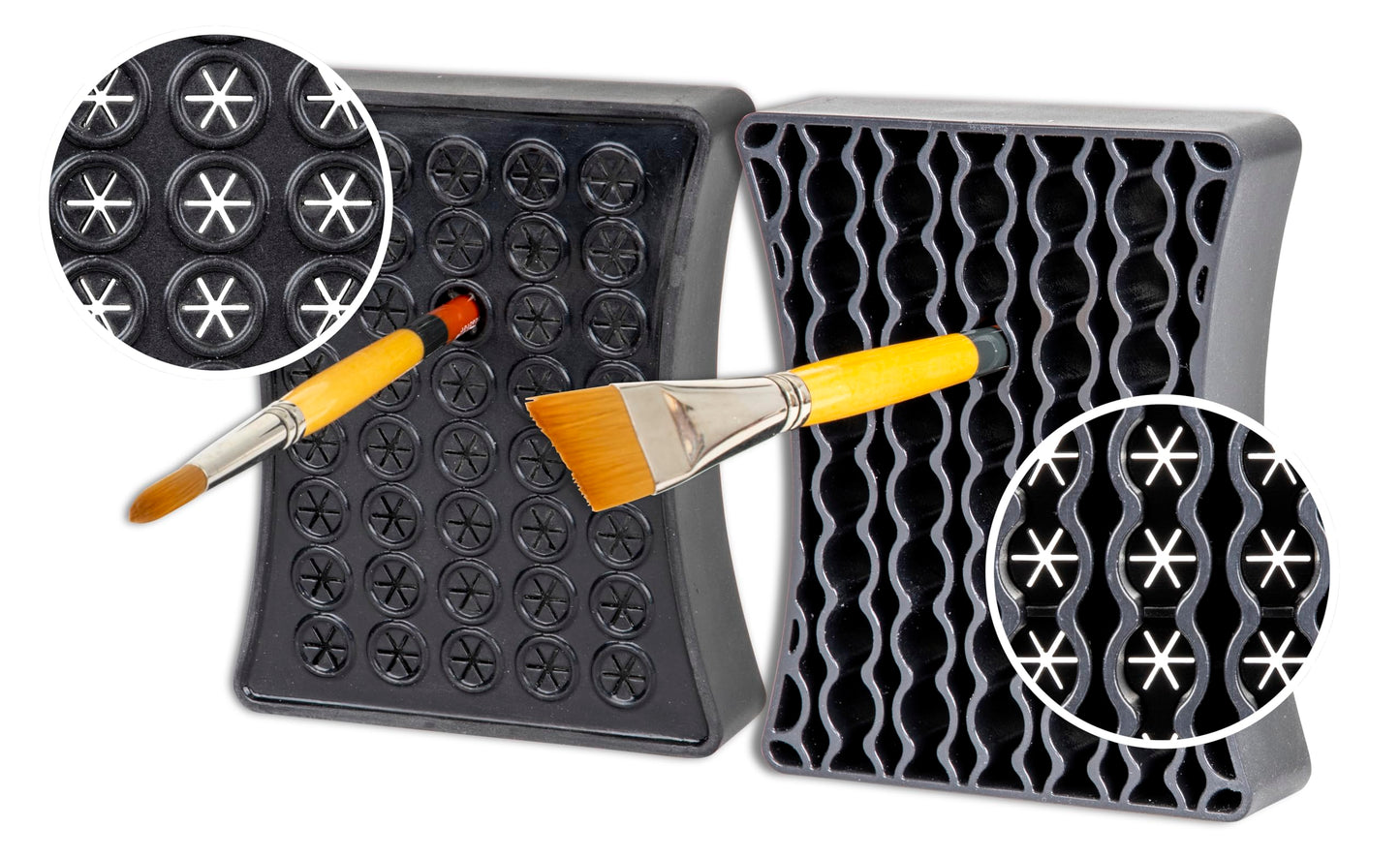 ArtBin Black Brush Drying Rack & Organizer Set | Paint & Craft Brush Holder with Cleansing Mat & Mixing Tray | Durable Stain Resistant Design | Artist Brush Stand | 2 Piece Kit